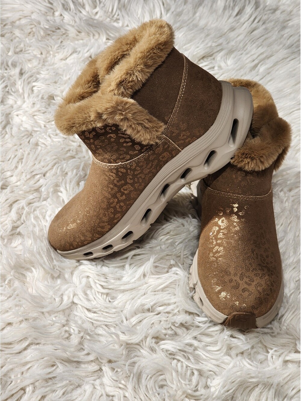 Botines Skechersgo Walkglide_step Metalico Leopardo SN144888 Beige Size8